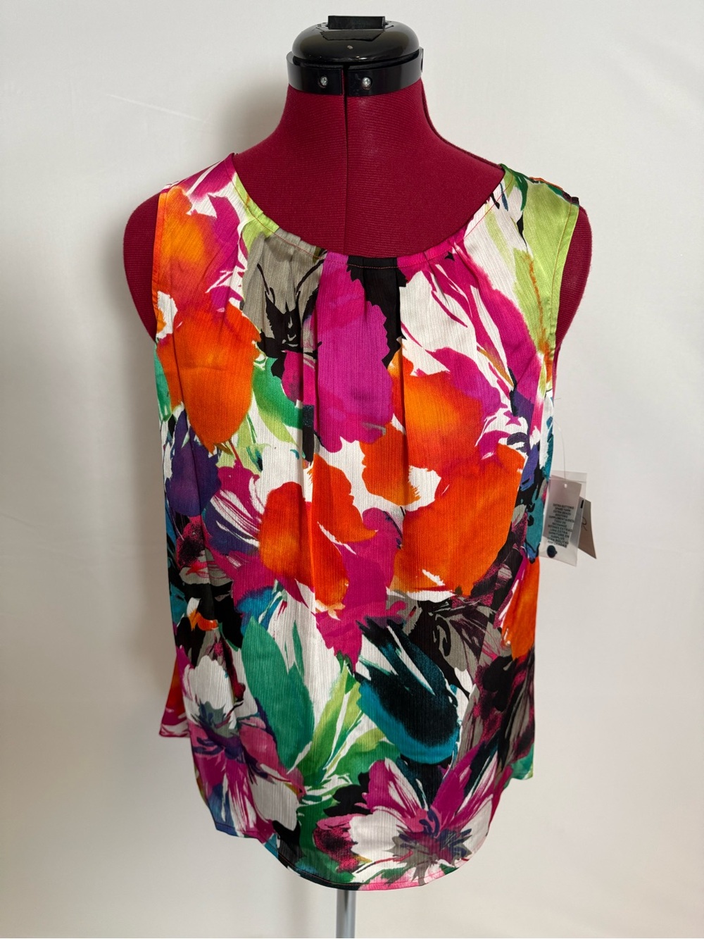NWT Kasper Sleeveless Blouse Women's Size Small Multi-Colored Floral